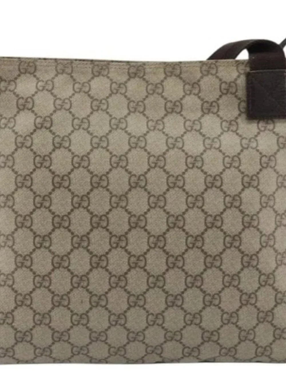 GUCCI GG Supreme Shoulder Bag PVC Beige Silver 141626 Auth 190277A